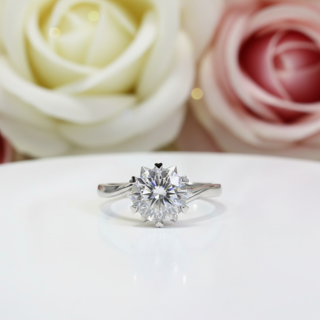 2.0 Ct Round Cut Diamond Snowflake Engagement Ring-Black Diamonds New York