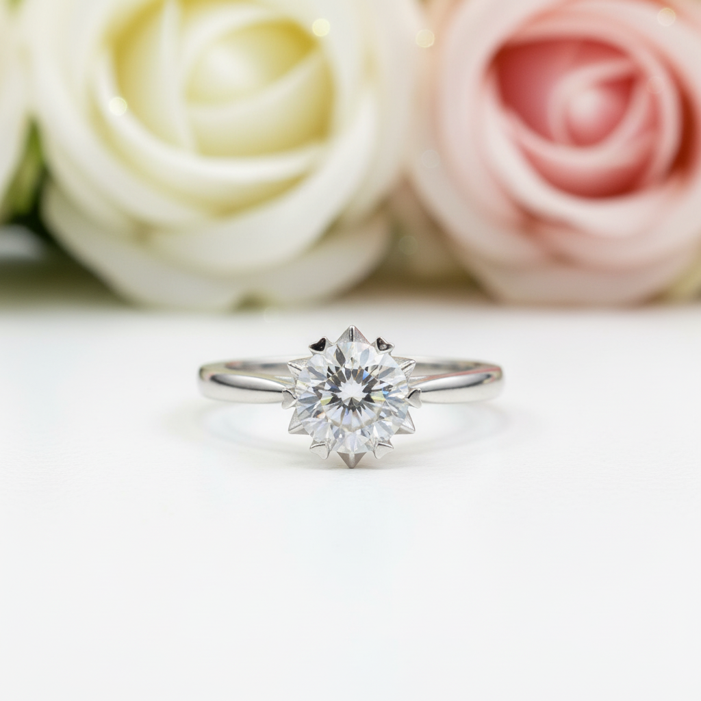 1.0 Ct Round Cut Diamond Snowflake Engagement Ring-Black Diamonds New York