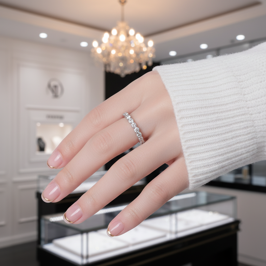 3mm Round Cut Diamond Option Eternity Wedding Band-Black Diamonds New York