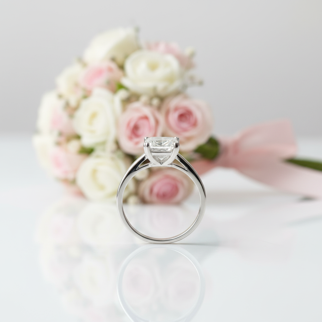 Princess Cut 1.0 Ct Sparkling Diamond Option Classic 4 Claw Engagement Ring-Black Diamonds New York