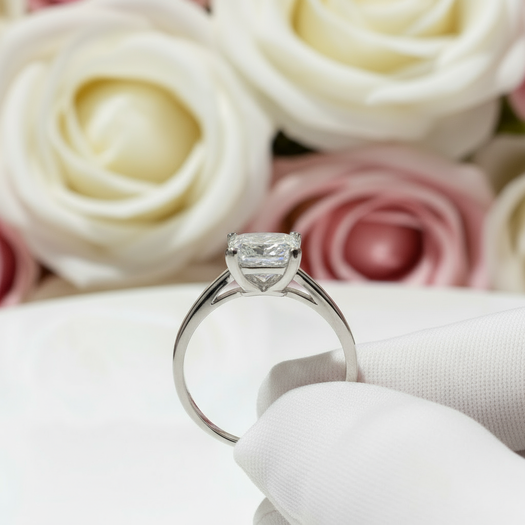 Princess Cut 1.0 Ct Sparkling Diamond Classic 4 Claw Engagement Ring-Black Diamonds New York