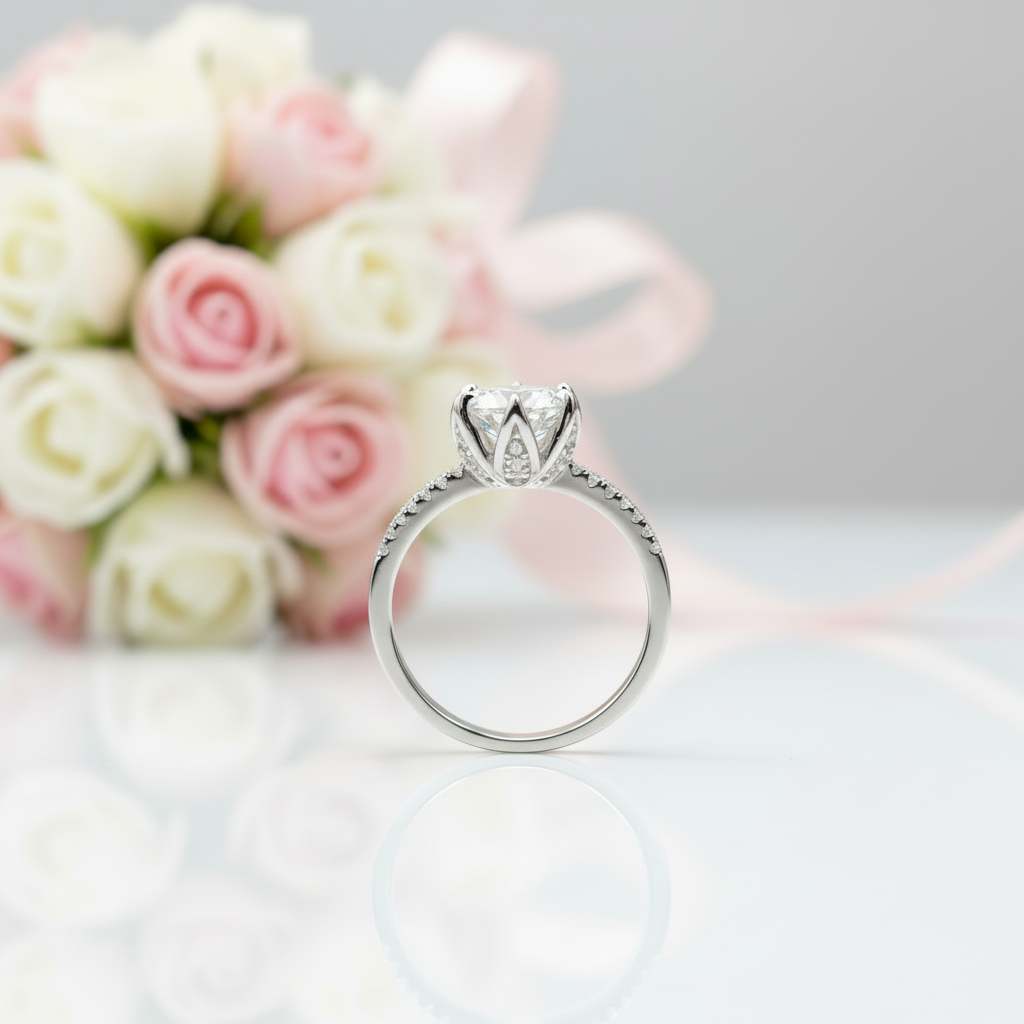 2.0 Ct Round Cut Diamond Option Maple Leaf Shape Engagement Ring-Black Diamonds New York