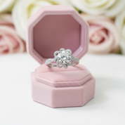 1.0 Ct Round Cut Diamond Princess Flower Engagement Ring-Black Diamonds New York