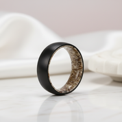 8mm Tungsten Steel Shell And Antler Inner Wedding Band-Black Diamonds New York