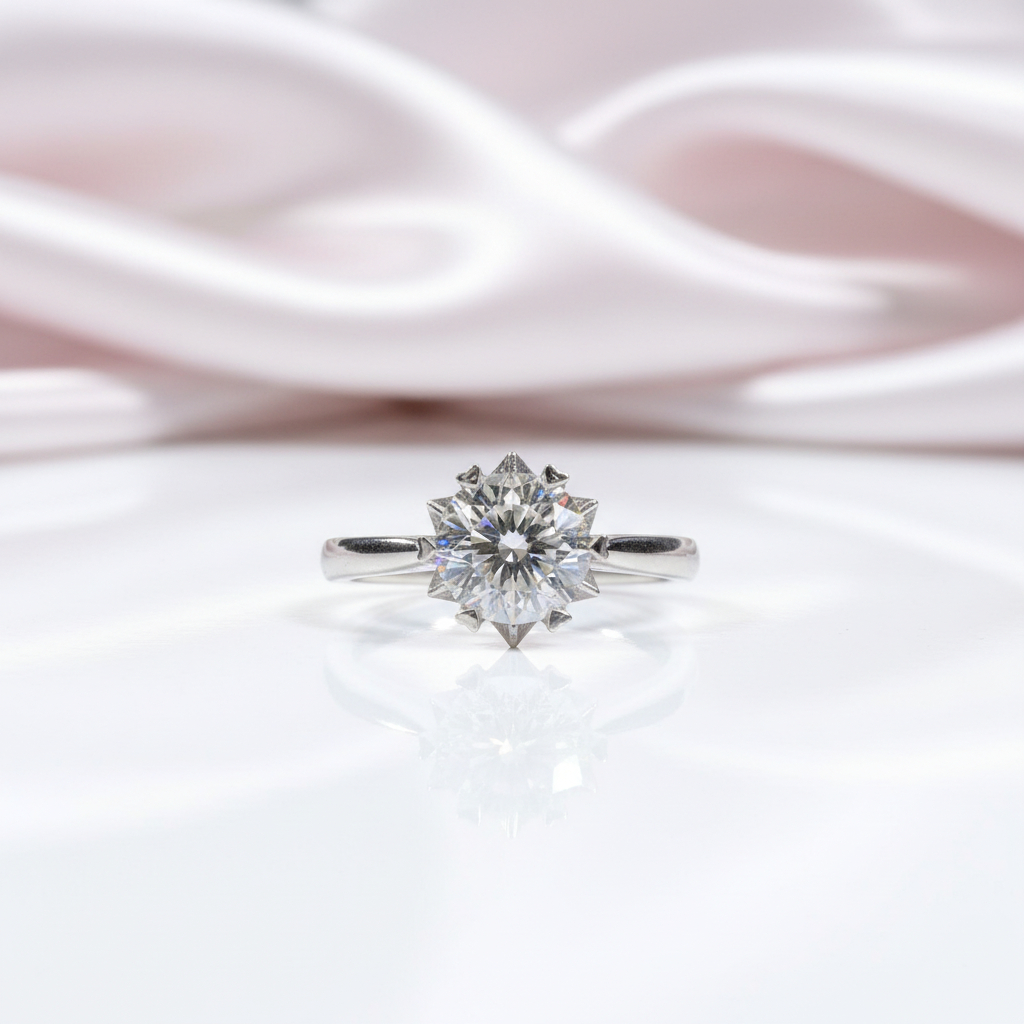 1.0 Ct Round Cut Diamond Option Snowflake Engagement Ring-Black Diamonds New York