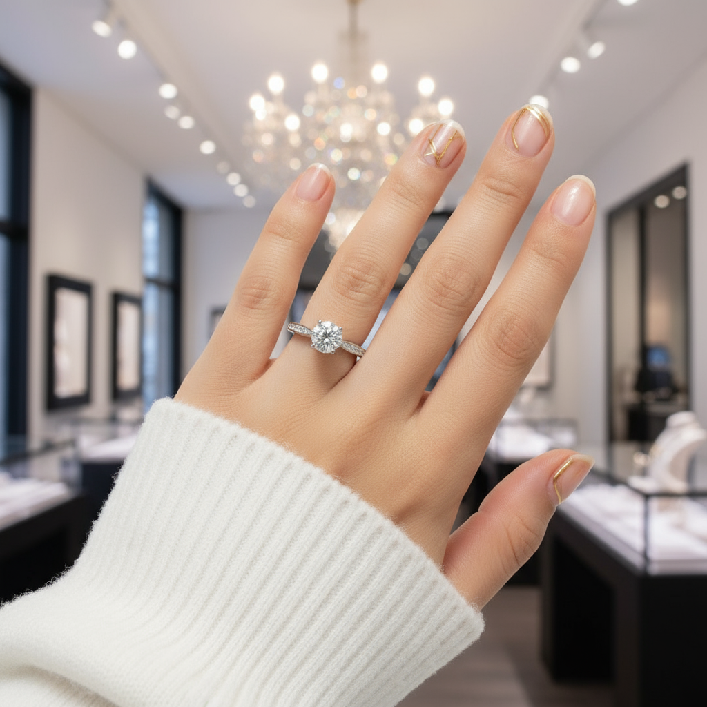 1.0 Ct Round Cut Diamond Option Engagement Ring-Black Diamonds New York