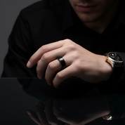 8mm Tungsten Steel Shell And Antler Inner Wedding Band-Black Diamonds New York