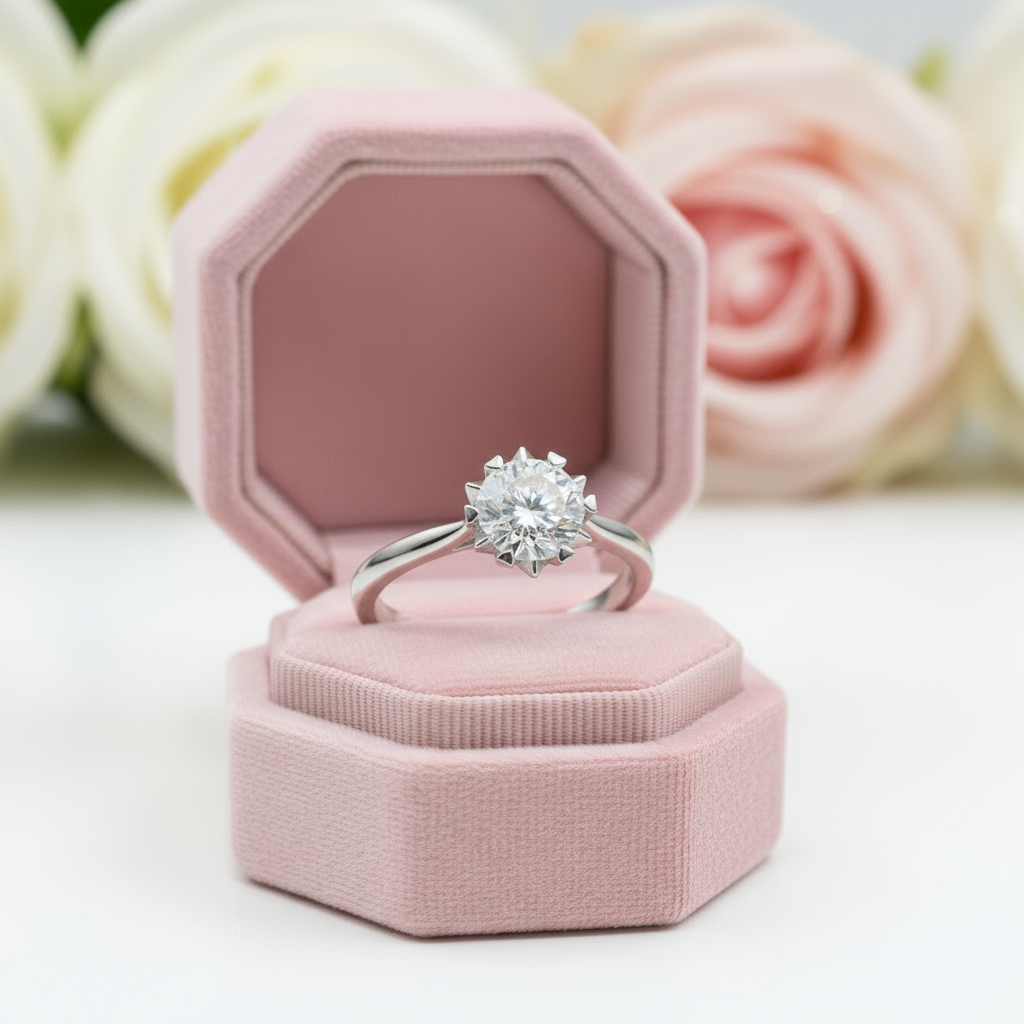 1.0 Ct Round Cut Diamond Snowflake Engagement Ring-Black Diamonds New York