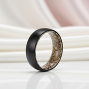 8mm Tungsten Steel Shell And Antler Inner Wedding Band-Black Diamonds New York