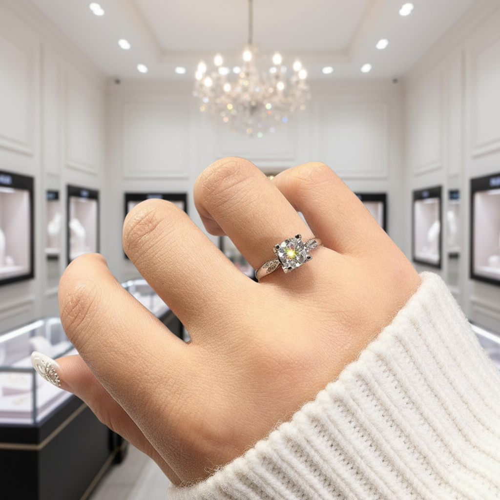 Round Cut D Color Diamond Option Swallowtail Cow Head Engagement Ring-Black Diamonds New York
