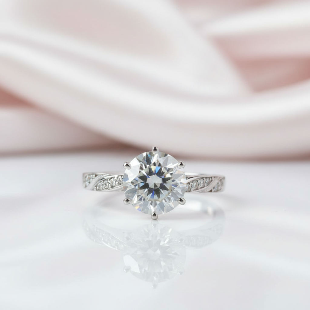 2.0 Ct Round Cut Diamond Option Twin Blossom Engagement Ring-Black Diamonds New York