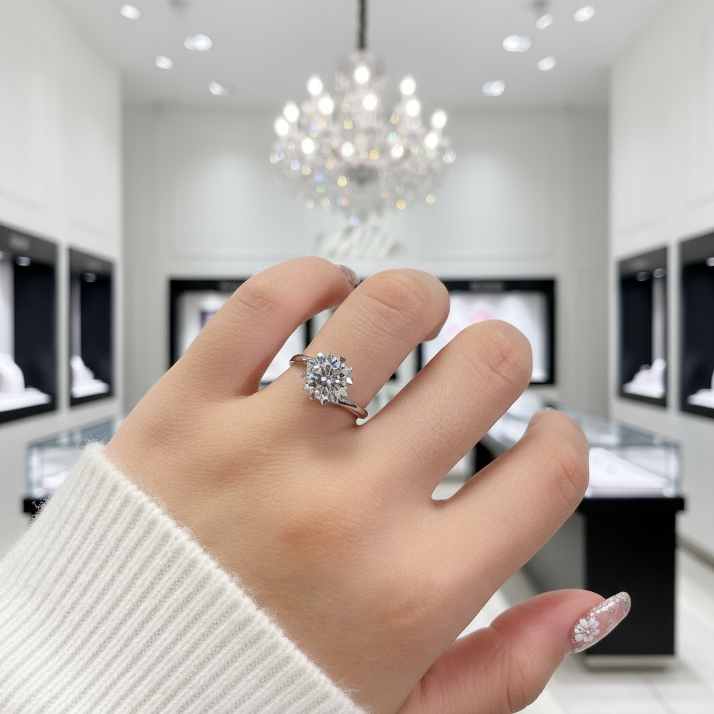 2.0 Ct Round Cut Diamond Snowflake Engagement Ring-Black Diamonds New York