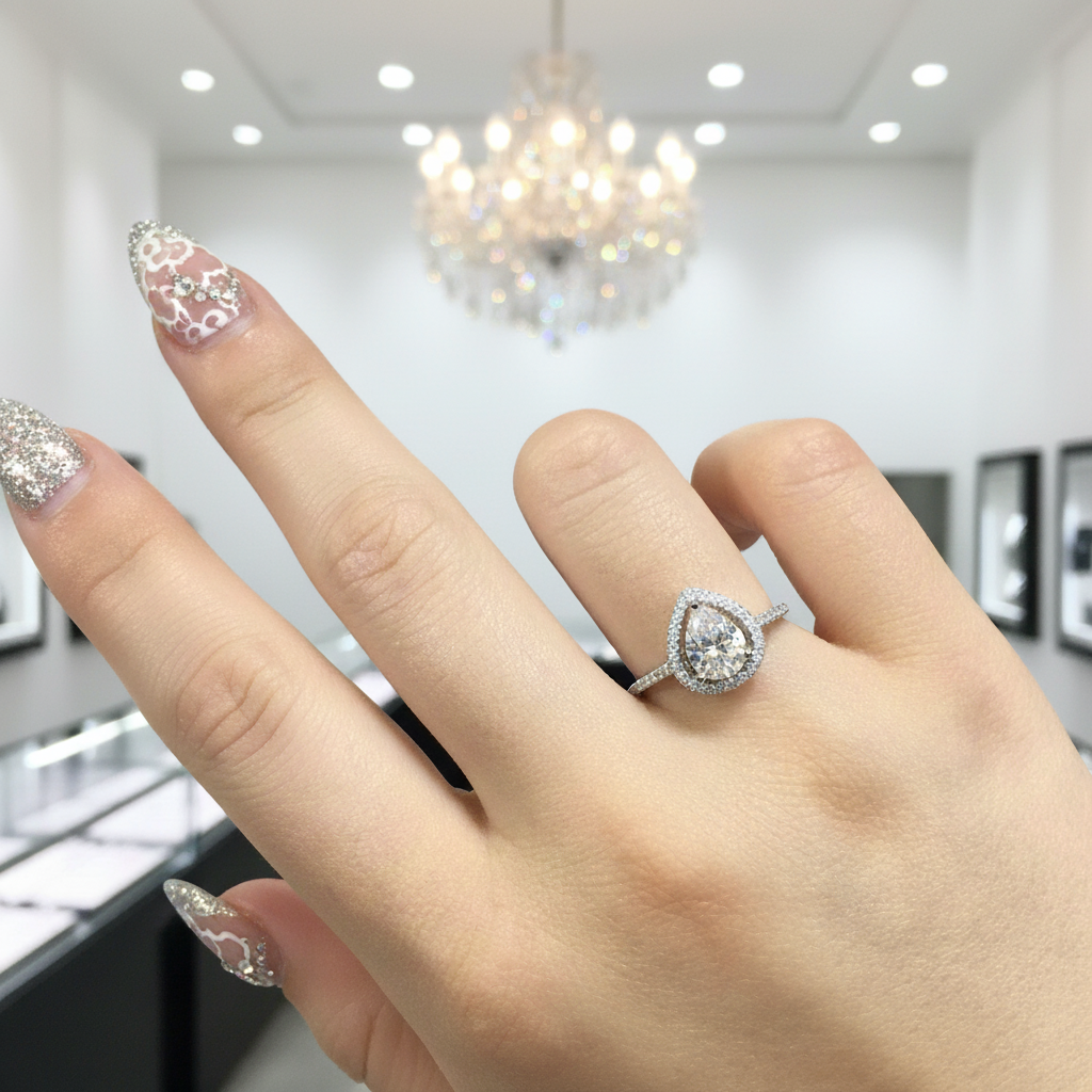 1.0 Ct Pear Cut Diamond Water Drop Engagement Ring-Black Diamonds New York