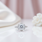 3.0 Ct 9mm Round Cut Diamond Option Blossom Bud Engagement Ring-Black Diamonds New York