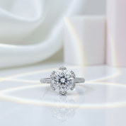 3.0 Ct 9mm Round Cut Diamond Blossom Bud Engagement Ring-Black Diamonds New York