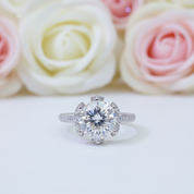 3.0 Ct 9mm Round Cut Diamond Blossom Bud Engagement Ring-Black Diamonds New York