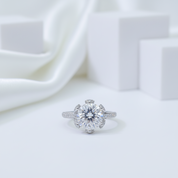 3.0 Ct 9mm Round Cut Diamond Blossom Bud Engagement Ring-Black Diamonds New York