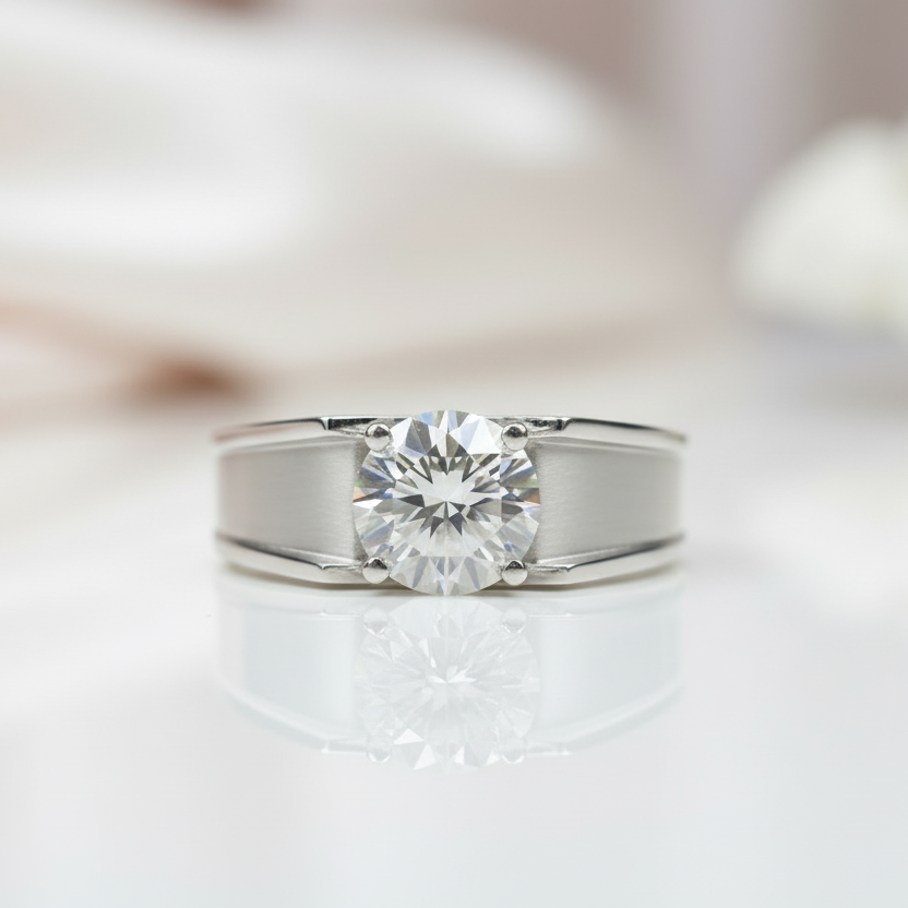 Brilliant Cut Diamond Option Men's Wedding Ring-Black Diamonds New York