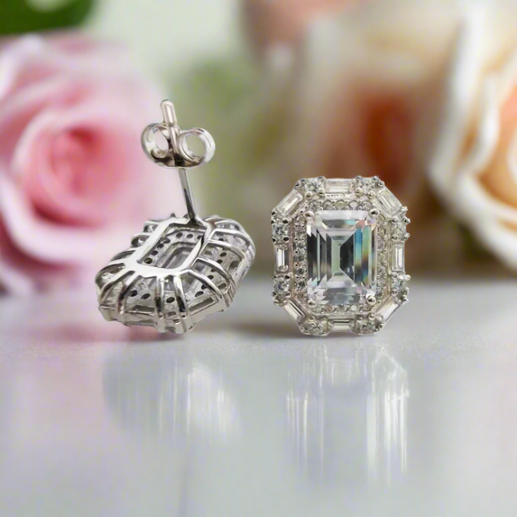 2.0 Ct Emerald Cut Diamond Stud Earrings-Black Diamonds New York