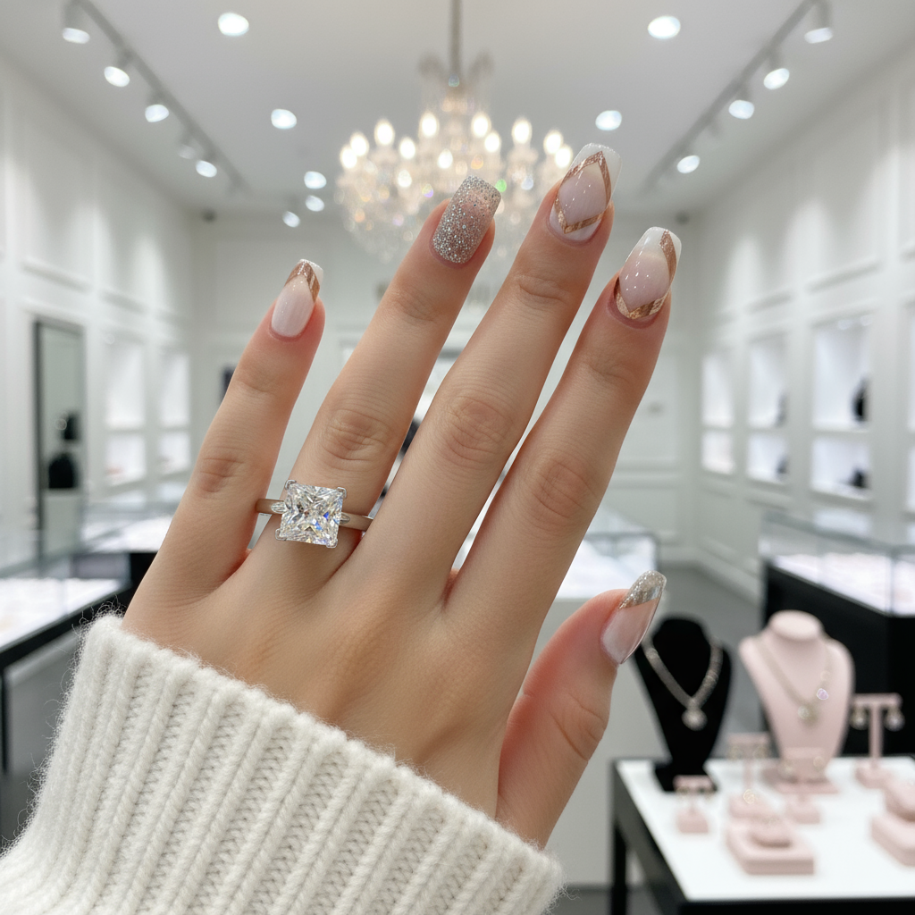 Princess Cut 1.0 Ct Sparkling Diamond Option Classic 4 Claw Engagement Ring-Black Diamonds New York