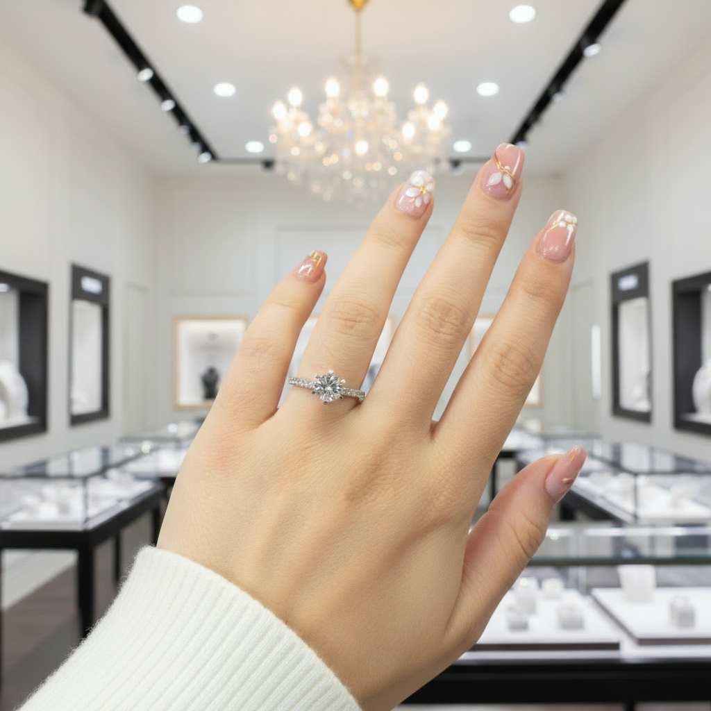 1.0 Ct Round Cut D Color Diamond 6 Prong Engagement Ring-Black Diamonds New York