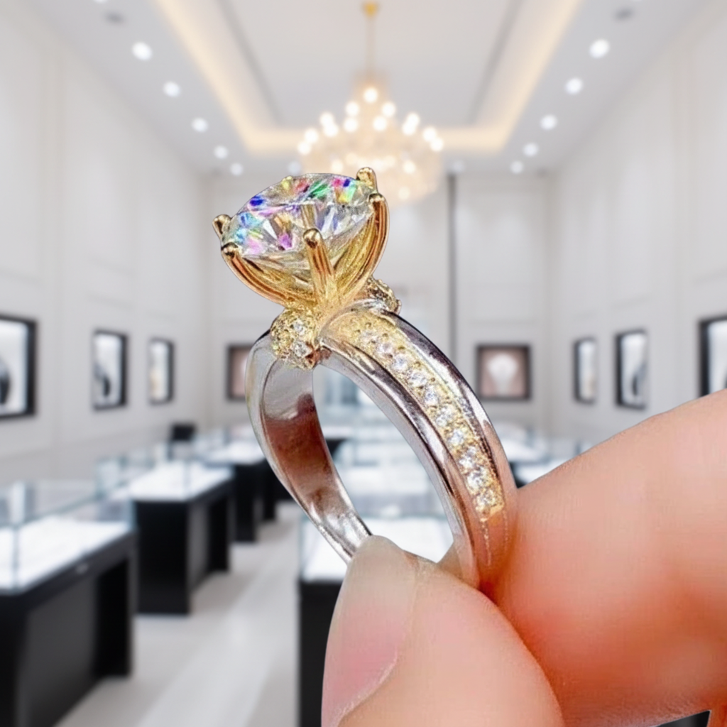 Yellow Gold Sparkling Diamond Option Engagement Ring-Black Diamonds New York