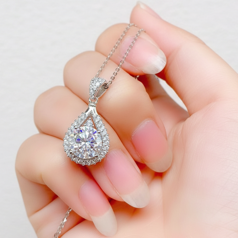 Water Drop Style Pouring Diamond Necklace-Black Diamonds New York