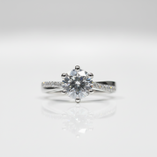1.0 Ct 6.5mm Round Cut D Color Diamond Option Engagement Ring-Black Diamonds New York