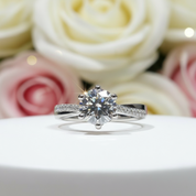 1.0 Ct 6.5mm Round Cut D Color Diamond Engagement Ring-Black Diamonds New York