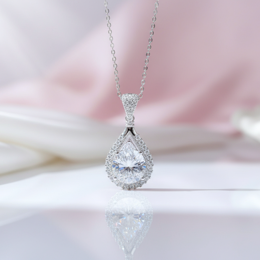 Water Drop Style Pouring Diamond Necklace-Black Diamonds New York