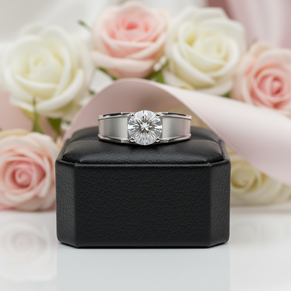 Brilliant Cut Diamond Option Men's Wedding Ring-Black Diamonds New York