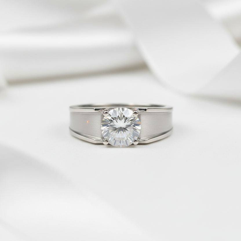 Brilliant Cut Diamond Option Men's Wedding Ring-Black Diamonds New York