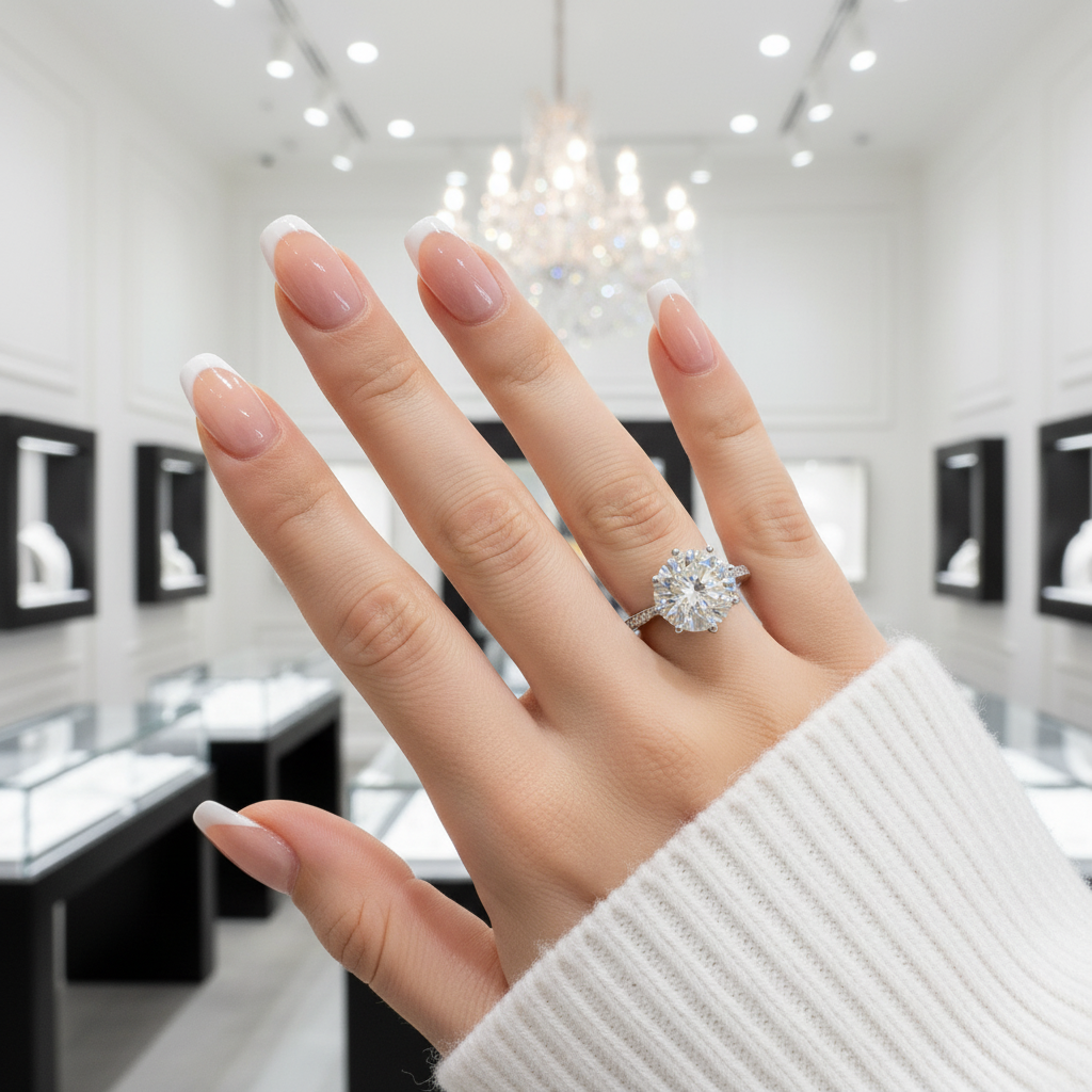 2.0 Ct 6 Claws Round Cut Diamond Option Engagement Ring-Black Diamonds New York