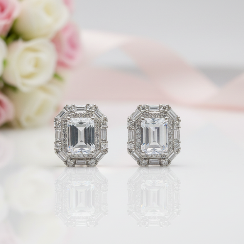 2.0 Ct Emerald Cut Diamond Stud Earrings-Black Diamonds New York