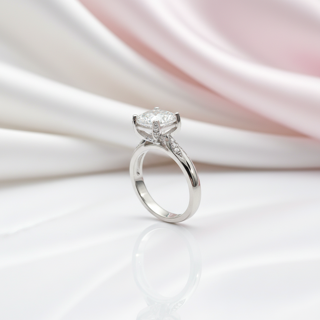 Round Cut D Color Diamond Option Swallowtail Cow Head Engagement Ring-Black Diamonds New York