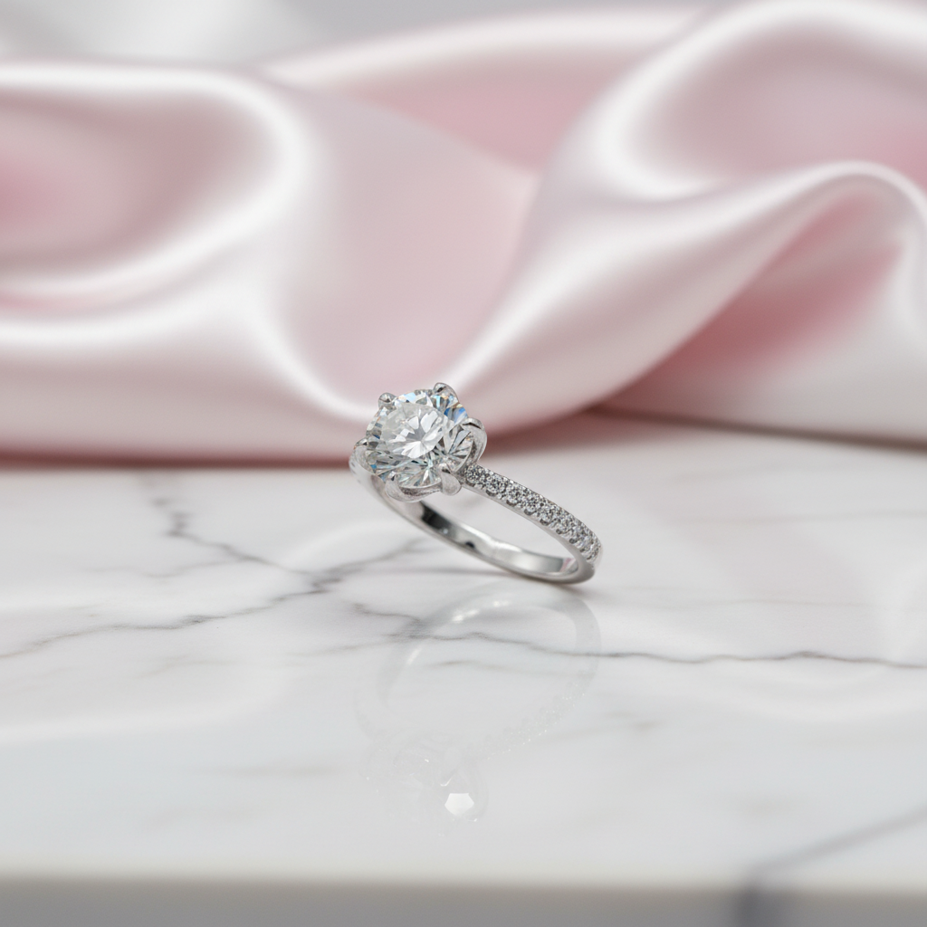 2.0 Ct Round Cut Diamond Option Maple Leaf Shape Engagement Ring-Black Diamonds New York