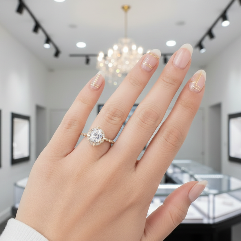 14k Rose Gold Cushion Cut Diamond Antique Milgrain Halo Engagement Ring-Black Diamonds New York