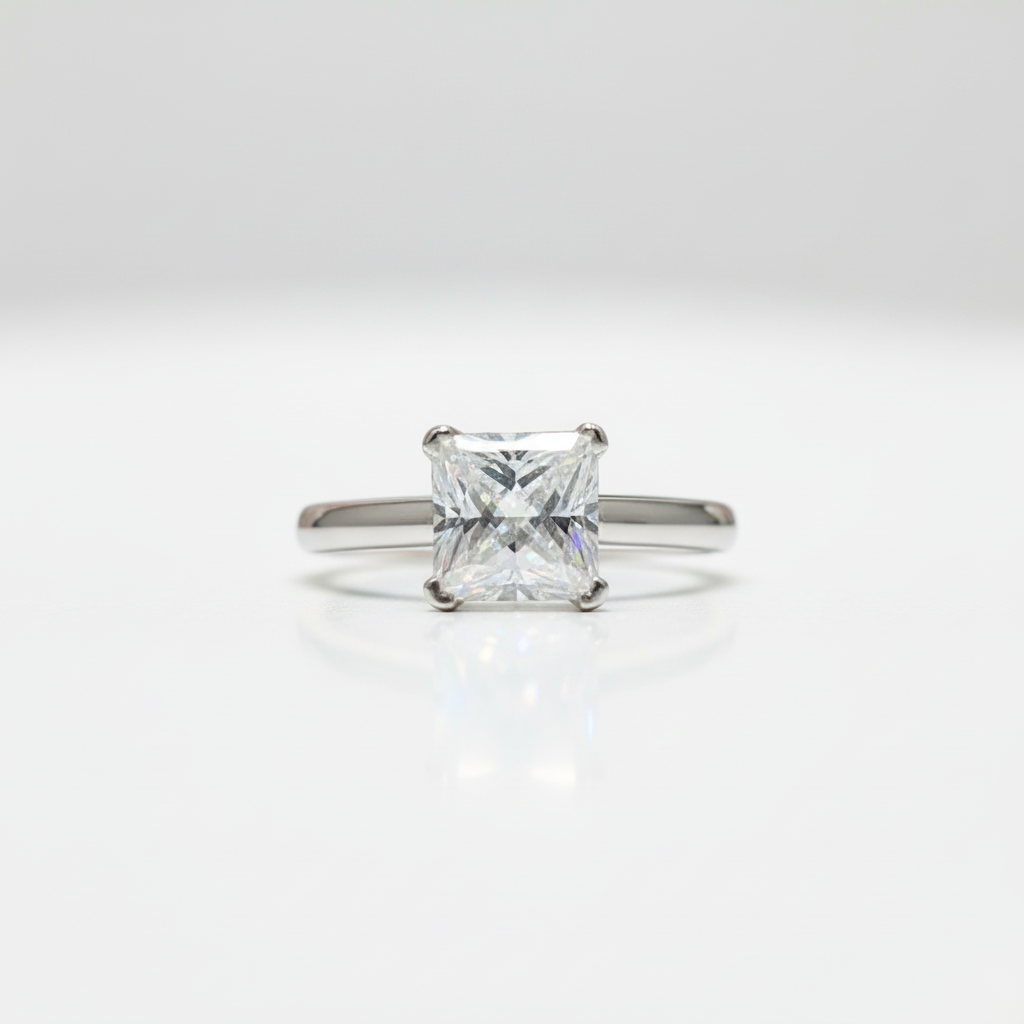 Princess Cut 1.0 Ct Sparkling Diamond Option Classic 4 Claw Engagement Ring-Black Diamonds New York