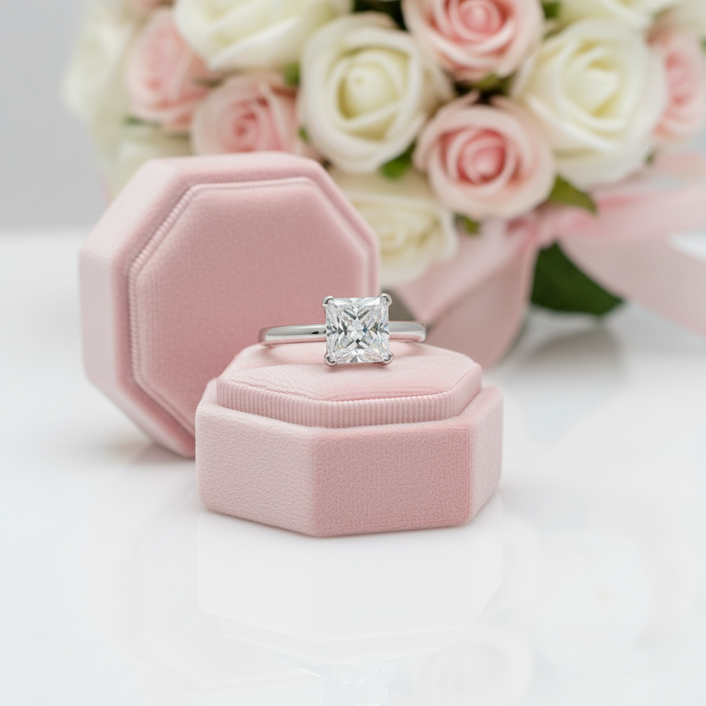 Princess Cut 1.0 Ct Sparkling Diamond Option Classic 4 Claw Engagement Ring-Black Diamonds New York