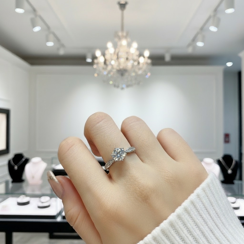 1.0 Ct Round Cut Diamond Option Engagement Ring-Black Diamonds New York