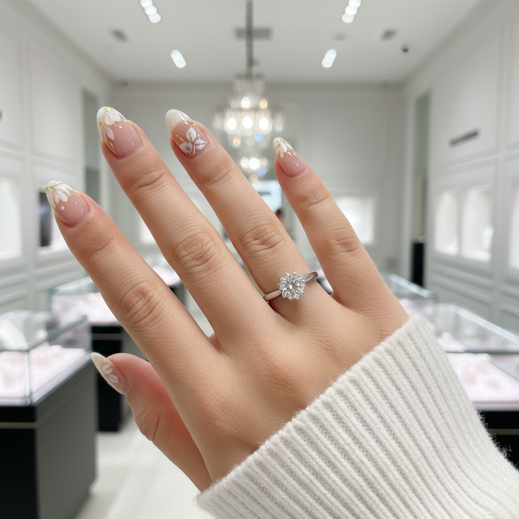 1.0 Ct Round Cut Diamond Snowflake Engagement Ring-Black Diamonds New York