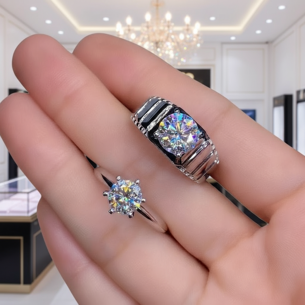 Exquisite Classic Diamond Couple Ring-Black Diamonds New York