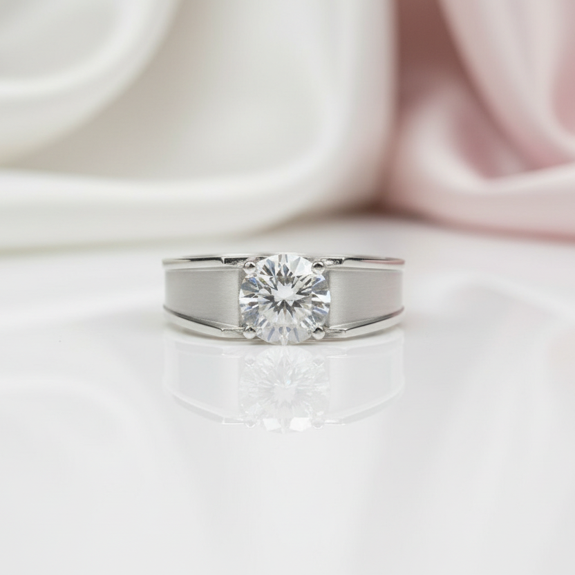 Brilliant Cut Diamond Option Men's Wedding Ring-Black Diamonds New York