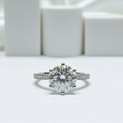 2.0 Ct 6 Claws Round Cut Diamond Engagement Ring-Black Diamonds New York