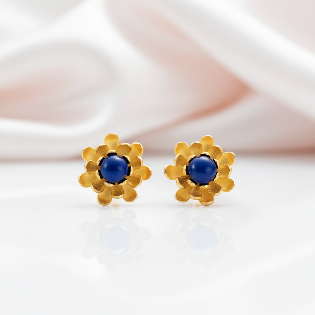 Blooming Lotus Stud Earrings-Black Diamonds New York