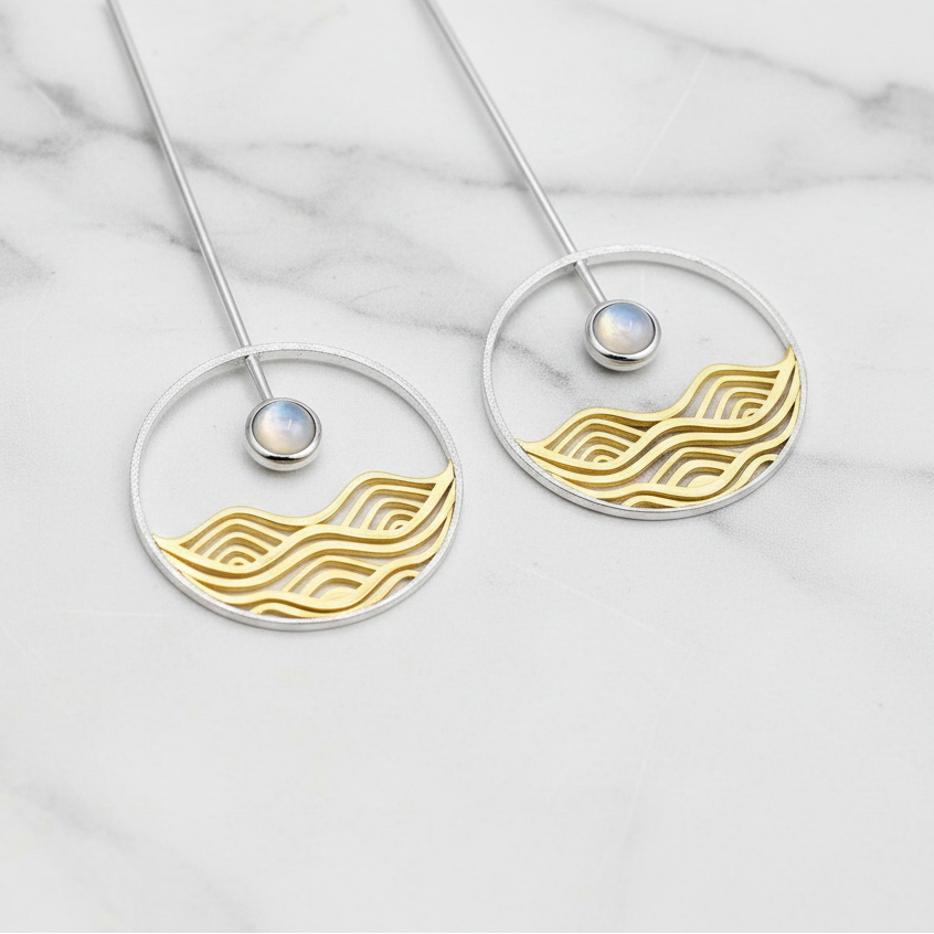 The Moonlight Dangle Earrings-Black Diamonds New York