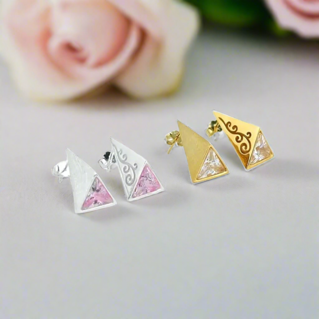 Pyramid Stud Earrings-Black Diamonds New York
