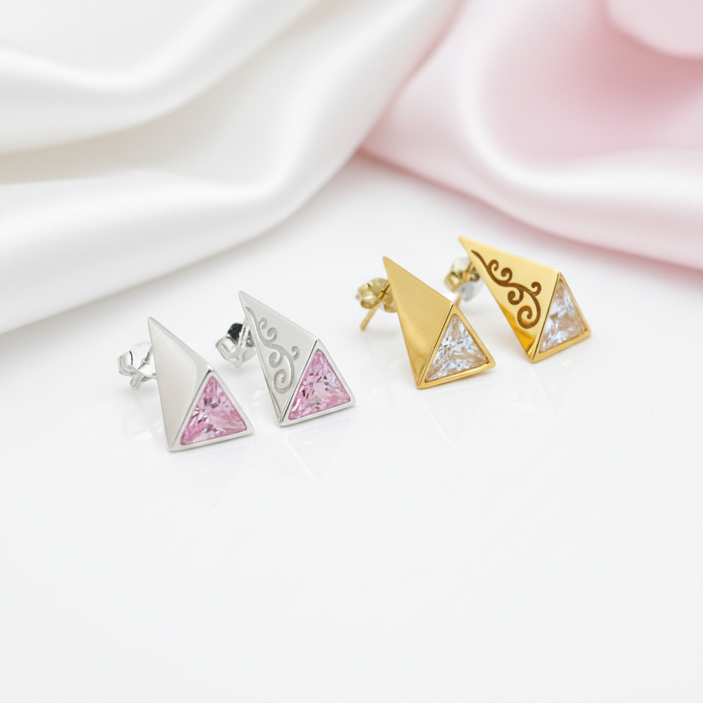 Pyramid Stud Earrings-Black Diamonds New York