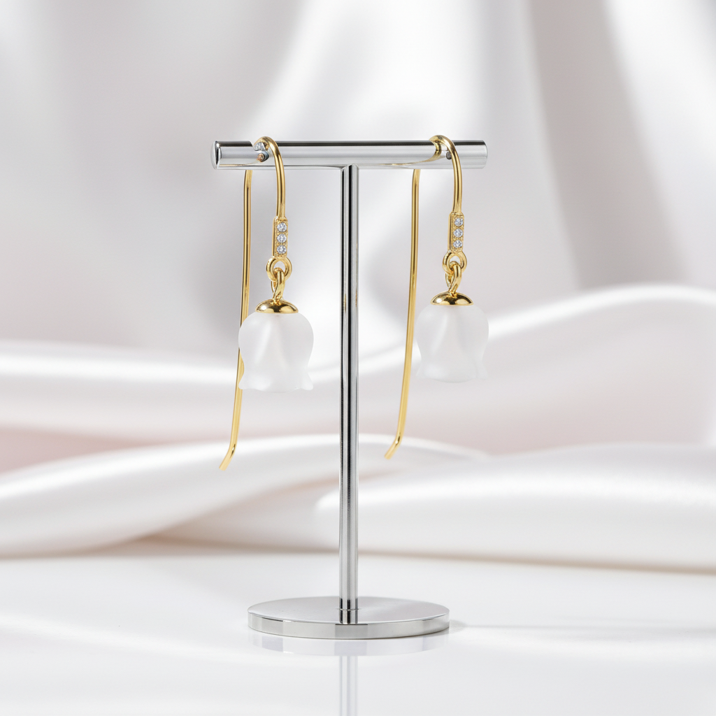 Fresh Bell Orchid Drop Earrings-Black Diamonds New York