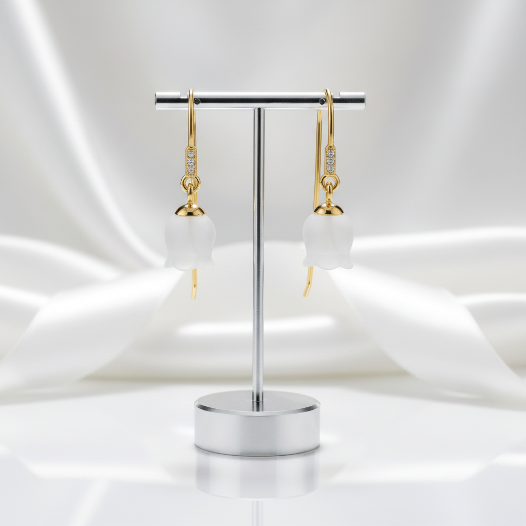 Fresh Bell Orchid Drop Earrings-Black Diamonds New York